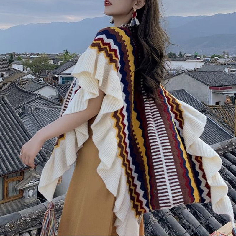 Scialle tibetano Buddha Stones, colorato, a righe, con nappe, avvolgente, invernale, comodo, da viaggio - image 16