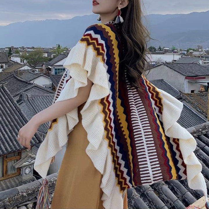 Scialle tibetano Buddha Stones, colorato, a righe, con nappe, avvolgente, invernale, comodo, da viaggio - image 16