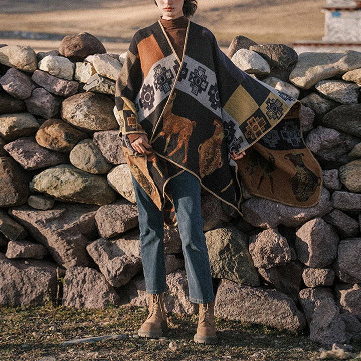 Scialle tibetano Buddha Stones , vaso di cervo, forme geometriche, sciarpa invernale da viaggio accogliente - image 4