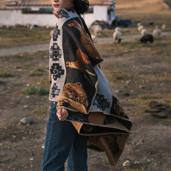 Scialle tibetano Buddha Stones , vaso di cervo, forme geometriche, sciarpa invernale da viaggio accogliente - image 2