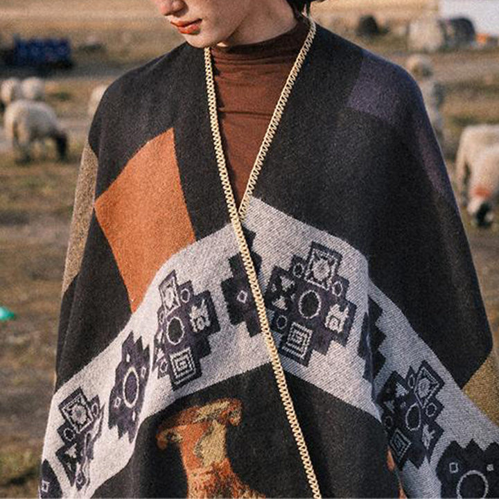 Scialle tibetano Buddha Stones , vaso di cervo, forme geometriche, sciarpa invernale da viaggio accogliente - image 9