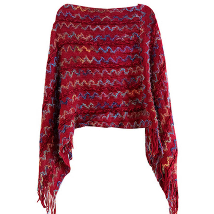 Scialle a righe colorate con Buddha Stones, nappe, pullover, sciarpa da viaggio invernale e accogliente