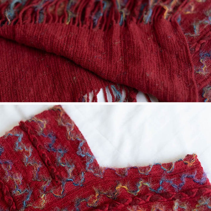 Scialle a righe colorate con Buddha Stones, nappe, pullover, sciarpa da viaggio invernale e accogliente - image 13