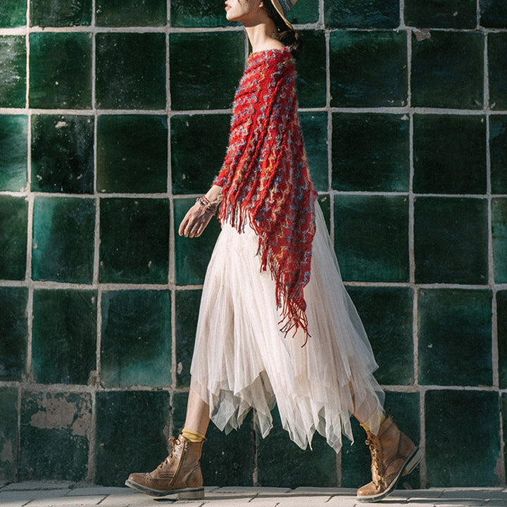 Scialle a righe colorate con Buddha Stones, nappe, pullover, sciarpa da viaggio invernale e accogliente - image 4