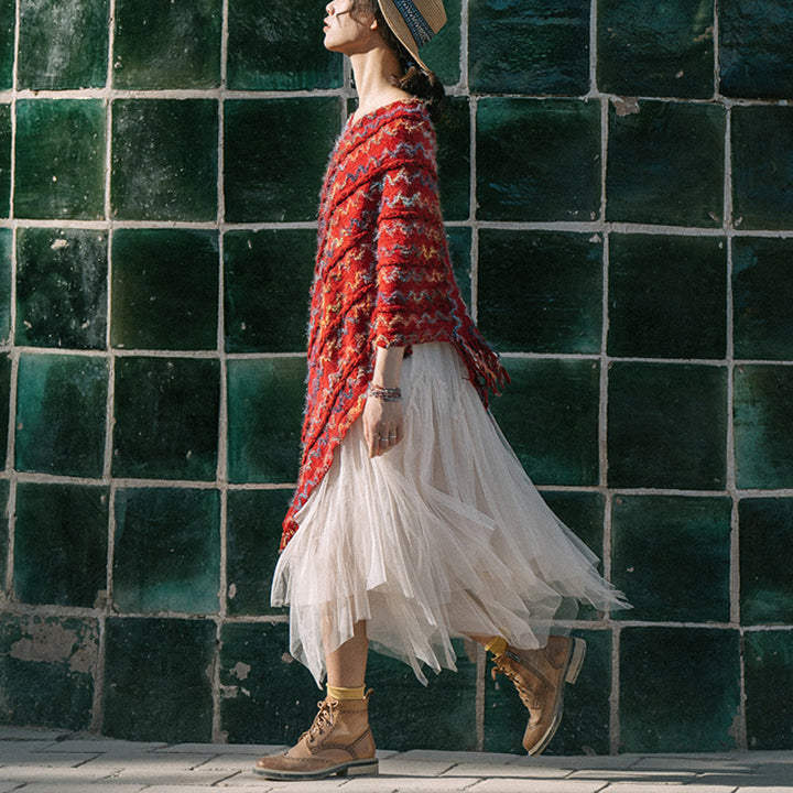 Scialle a righe colorate con Buddha Stones, nappe, pullover, sciarpa da viaggio invernale e accogliente - image 9