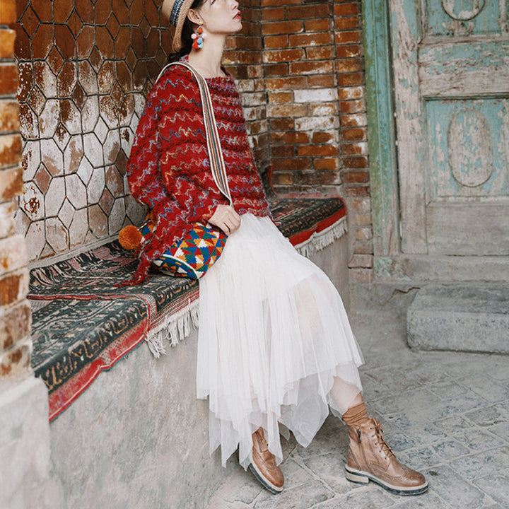 Scialle a righe colorate con Buddha Stones, nappe, pullover, sciarpa da viaggio invernale e accogliente - image 10