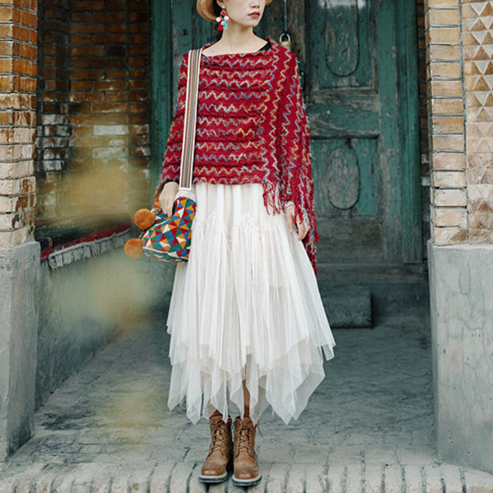 Scialle a righe colorate con Buddha Stones, nappe, pullover, sciarpa da viaggio invernale e accogliente - image 11