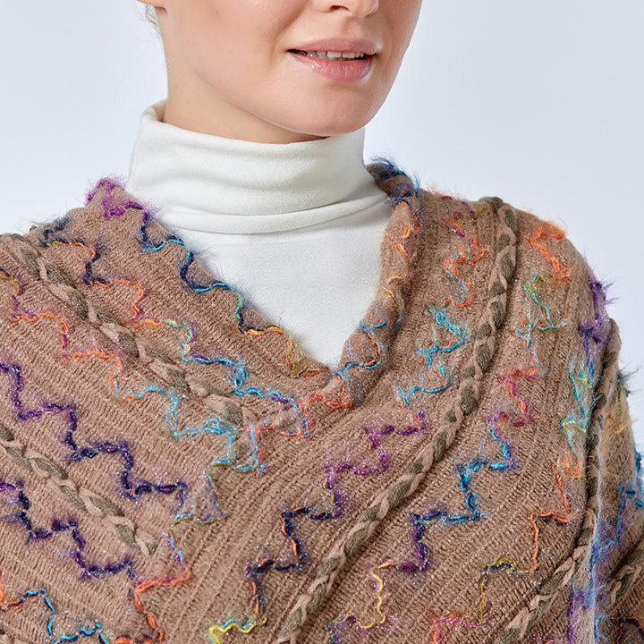 Scialle a righe colorate con Buddha Stones, nappe, pullover, sciarpa da viaggio invernale e accogliente - image 28