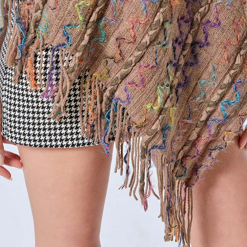 Scialle a righe colorate con Buddha Stones, nappe, pullover, sciarpa da viaggio invernale e accogliente - image 29