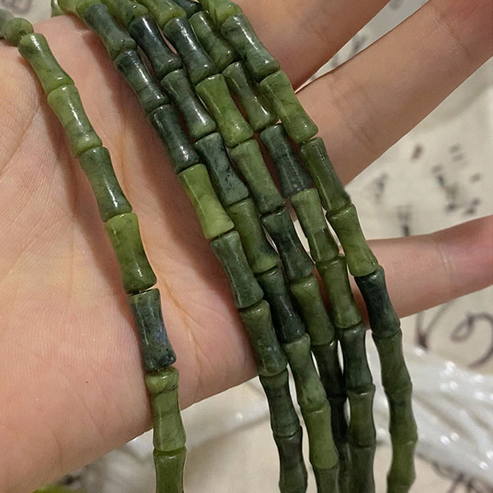 Braccialetto della fortuna con motivo di bambù e peridoto in argento sterling 925 Buddha Stones
