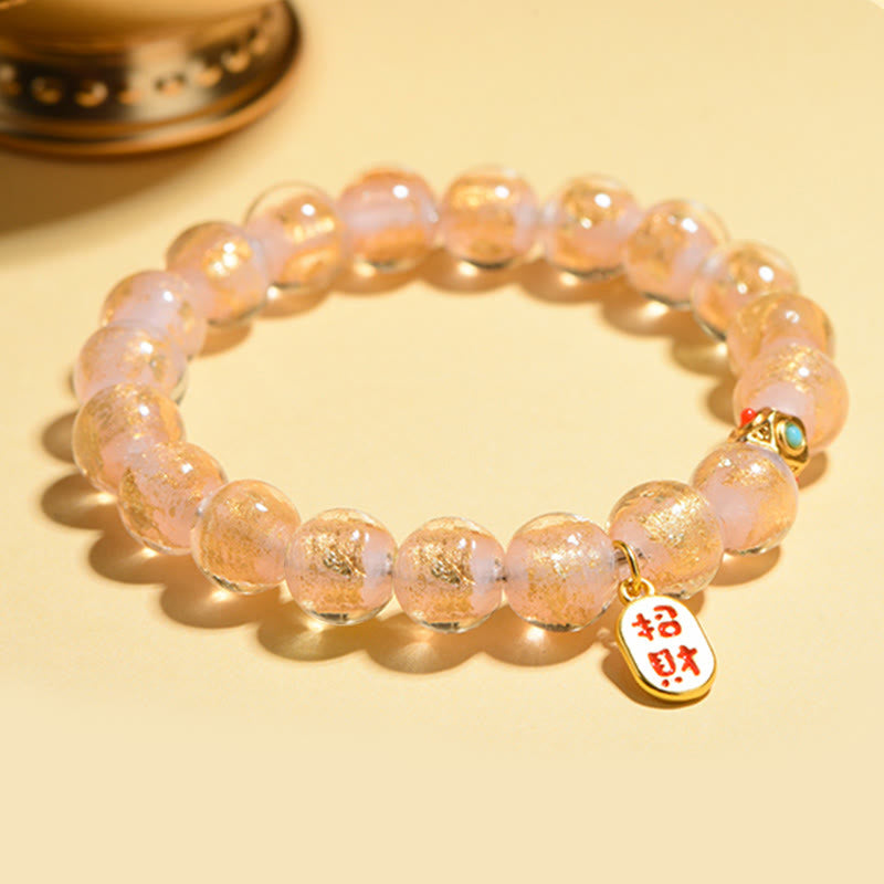 Buddha Stones, incenso tibetano, cenere, perline di vetro Liuli, fortuna, carattere Fu, braccialetto con ciondolo