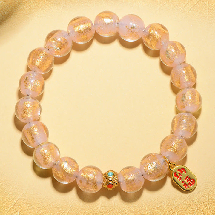 Buddha Stones, incenso tibetano, cenere, perline di vetro Liuli, fortuna, carattere Fu, braccialetto con ciondolo