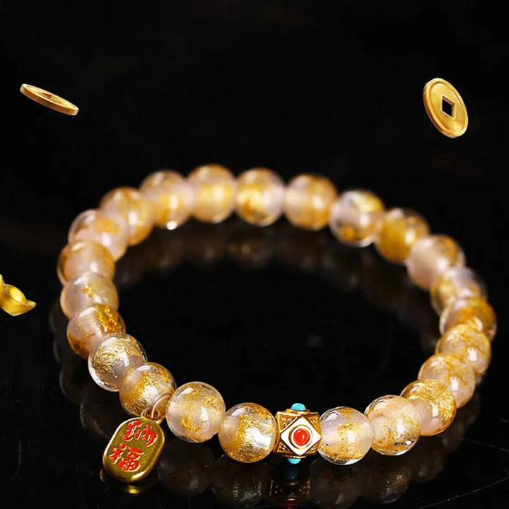 Buddha Stones, incenso tibetano, cenere, perline di vetro Liuli, fortuna, carattere Fu, braccialetto con ciondolo