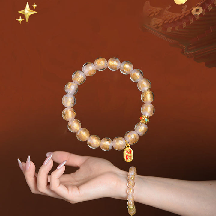 Buddha Stones, incenso tibetano, cenere, perline di vetro Liuli, fortuna, carattere Fu, braccialetto con ciondolo