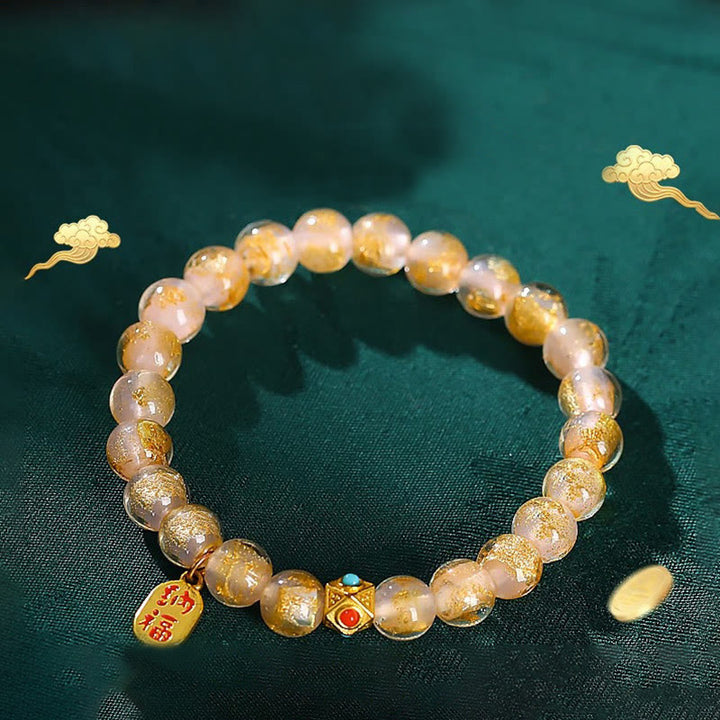 Buddha Stones, incenso tibetano, cenere, perline di vetro Liuli, fortuna, carattere Fu, braccialetto con ciondolo