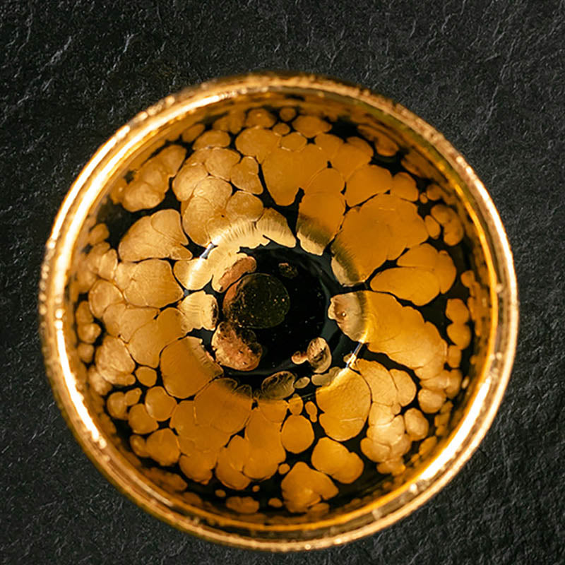 Buddha Stones 24K Gold Spot Pattern Tazza da tè cinese Jianzhan in ceramica Tazza da tè Kung Fu Ciotola con scatola regalo