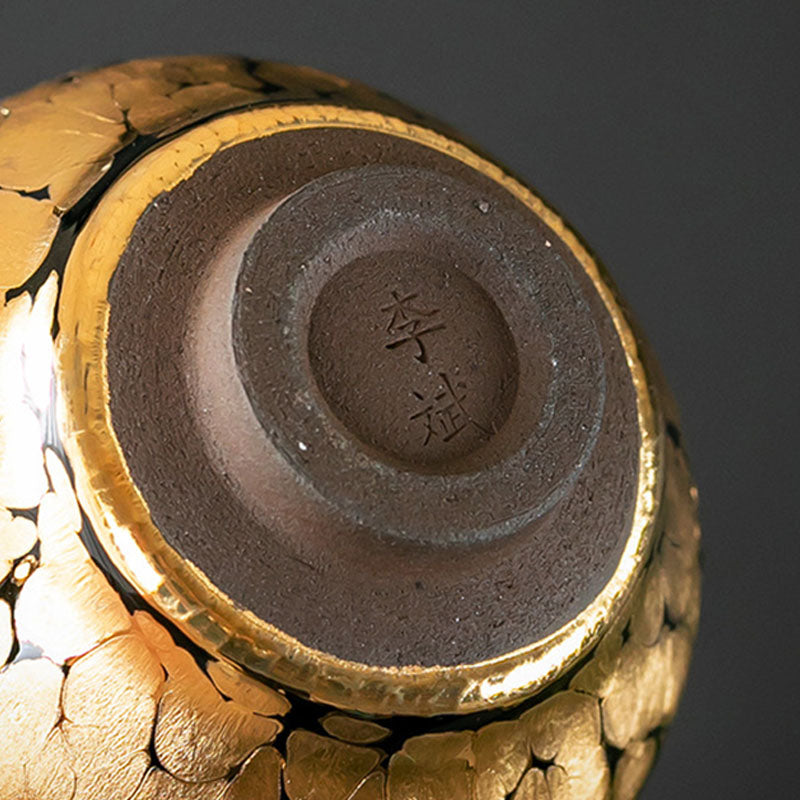 Buddha Stones 24K Gold Spot Pattern Tazza da tè cinese Jianzhan in ceramica Tazza da tè Kung Fu Ciotola con scatola regalo