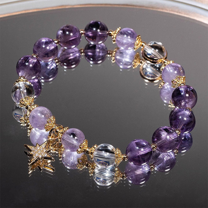 Braccialetto con ciondolo a forma di stella con guarigione della pace interiore in ametista naturale Buddha Stones