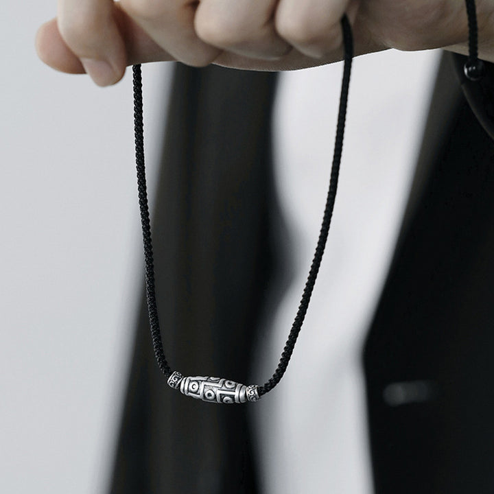 Collana con ciondolo in corda di protezione con motivo a nove occhi Dzi in argento sterling 999 Buddha Stones - image 14