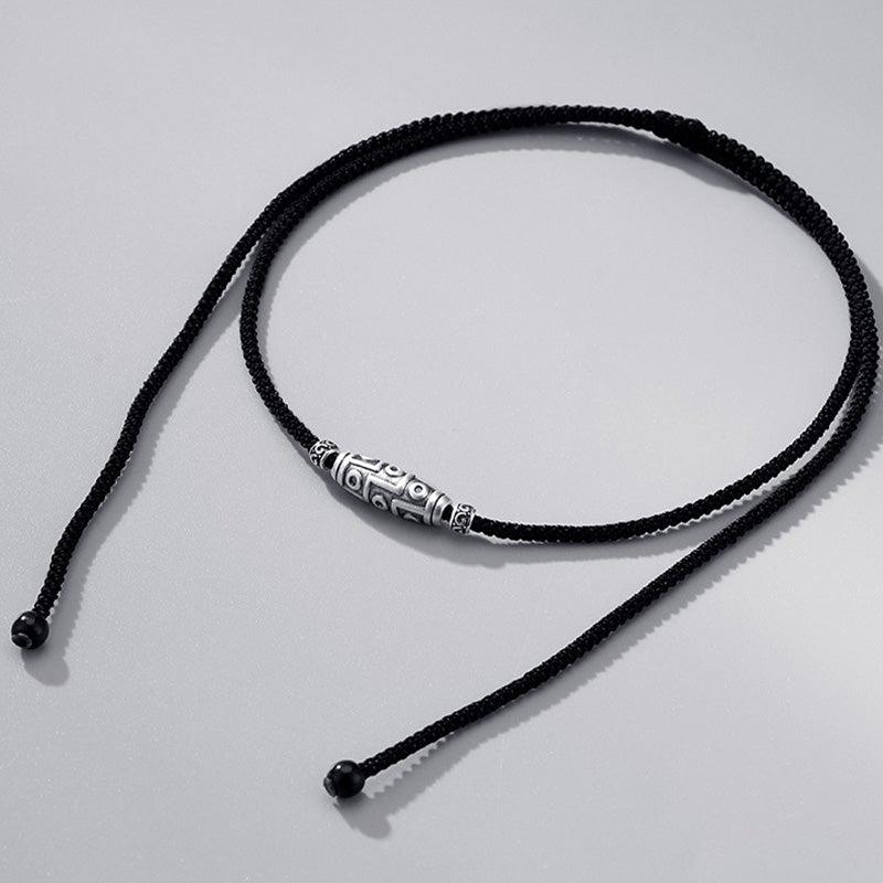 Collana con ciondolo in corda di protezione con motivo a nove occhi Dzi in argento sterling 999 Buddha Stones - image 9