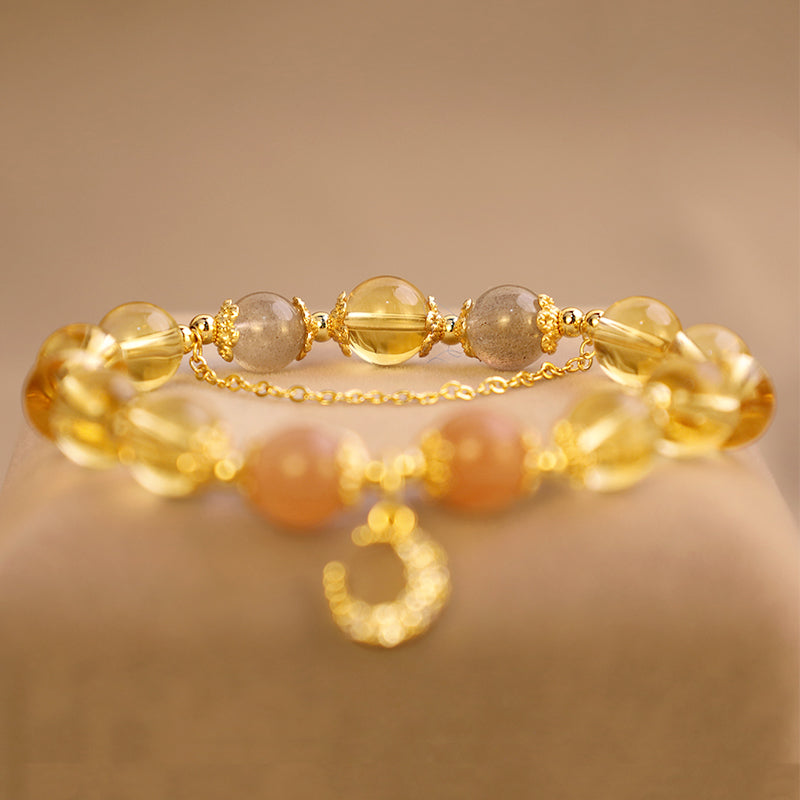 Braccialetto energetico abbondante con citrino della luna benedetta Buddha Stones