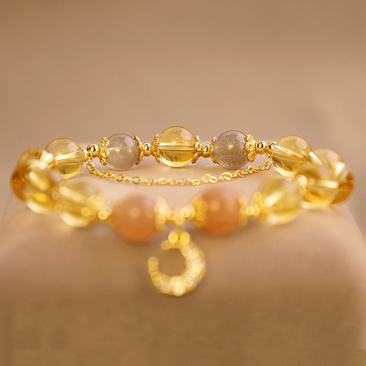 Braccialetto energetico abbondante con citrino della luna benedetta Buddha Stones