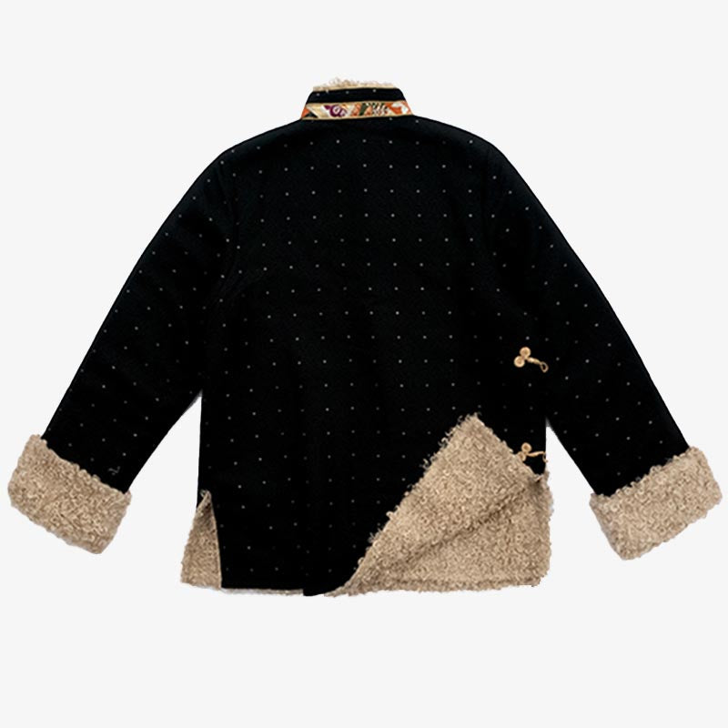 Buddha Stones Abbigliamento tibetano Lhasa Top foderato in pile Abbigliamento invernale da donna