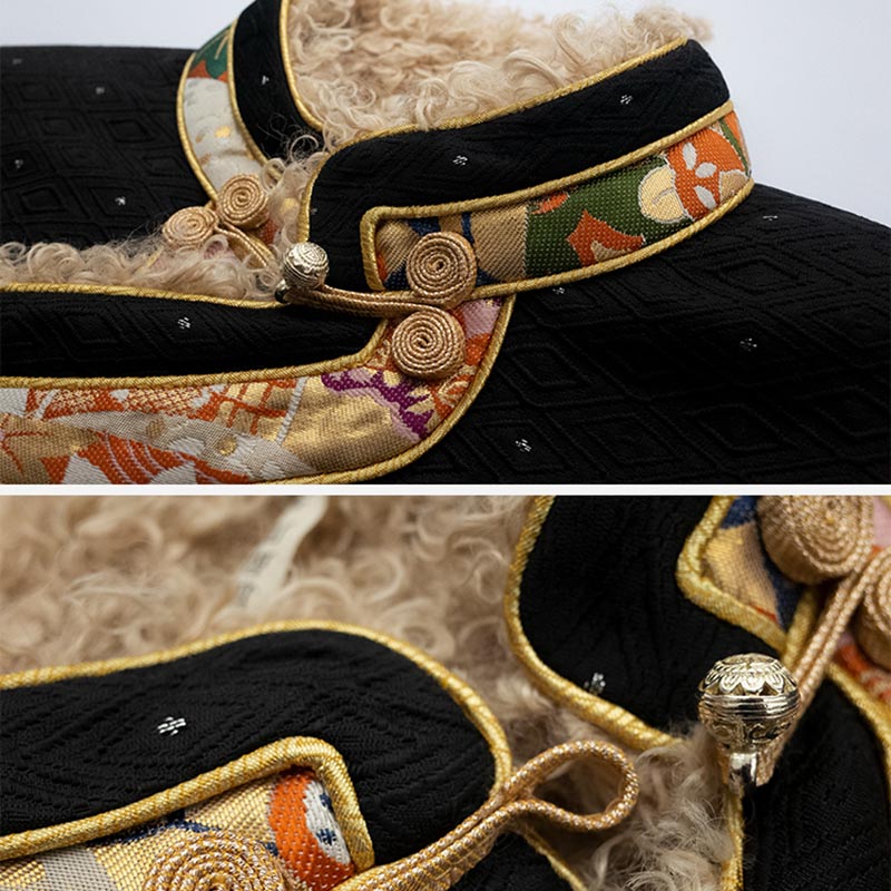 Buddha Stones Abbigliamento tibetano Lhasa Top foderato in pile Abbigliamento invernale da donna