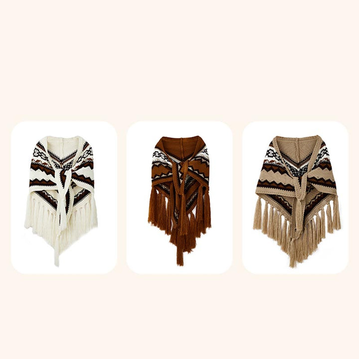 Scialle triangolare tibetano con Buddha Stones e nappe a righe, sciarpa da viaggio invernale e accogliente