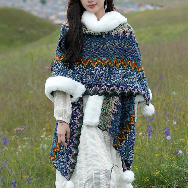 Buddha Stones multicolore con linee ondulate tibetane, cappotto invernale, sciarpa da viaggio avvolgente - Blu navy 150*106cm - image 0