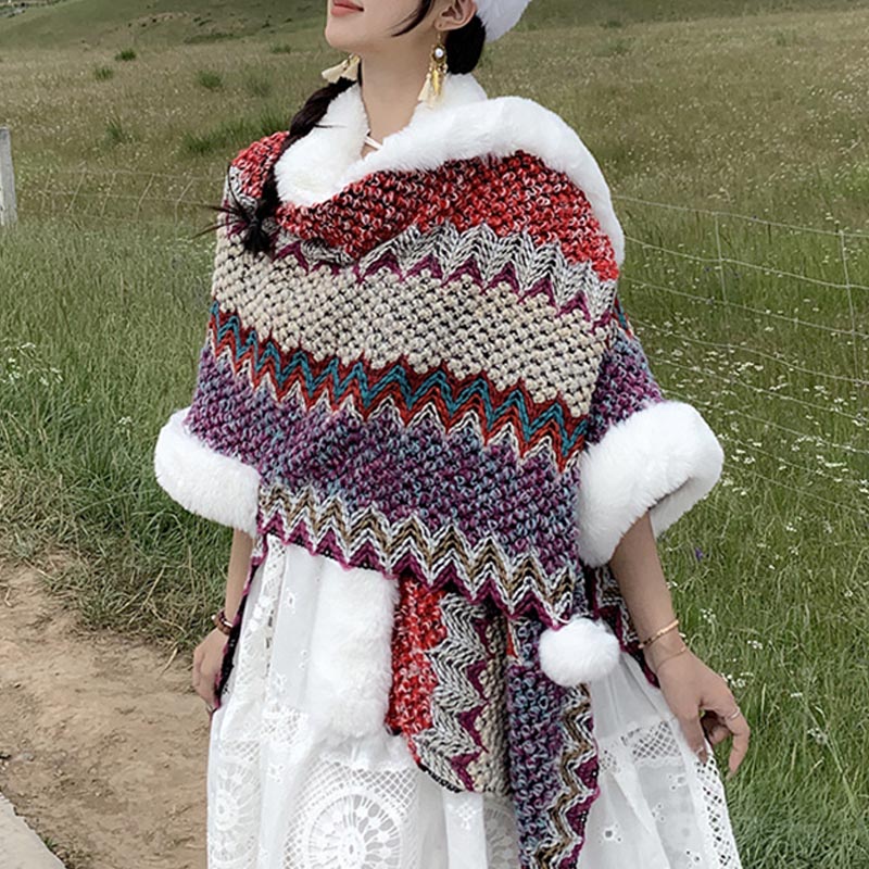 Buddha Stones multicolore con linee ondulate tibetane, cappotto invernale, sciarpa da viaggio avvolgente - image 29
