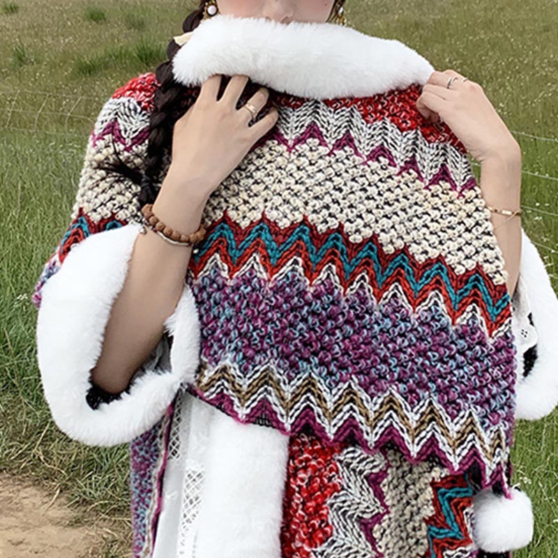 Buddha Stones multicolore con linee ondulate tibetane, cappotto invernale, sciarpa da viaggio avvolgente - image 30