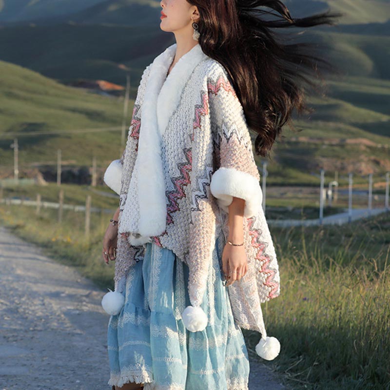 Buddha Stones multicolore con linee ondulate tibetane, cappotto invernale, sciarpa da viaggio avvolgente - image 26