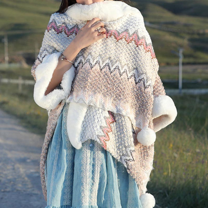Buddha Stones multicolore con linee ondulate tibetane, cappotto invernale, sciarpa da viaggio avvolgente - image 25