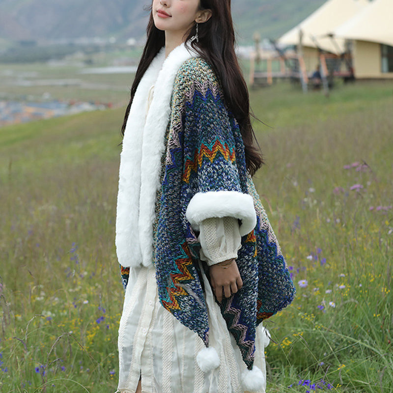 Buddha Stones multicolore con linee ondulate tibetane, cappotto invernale, sciarpa da viaggio avvolgente - image 3