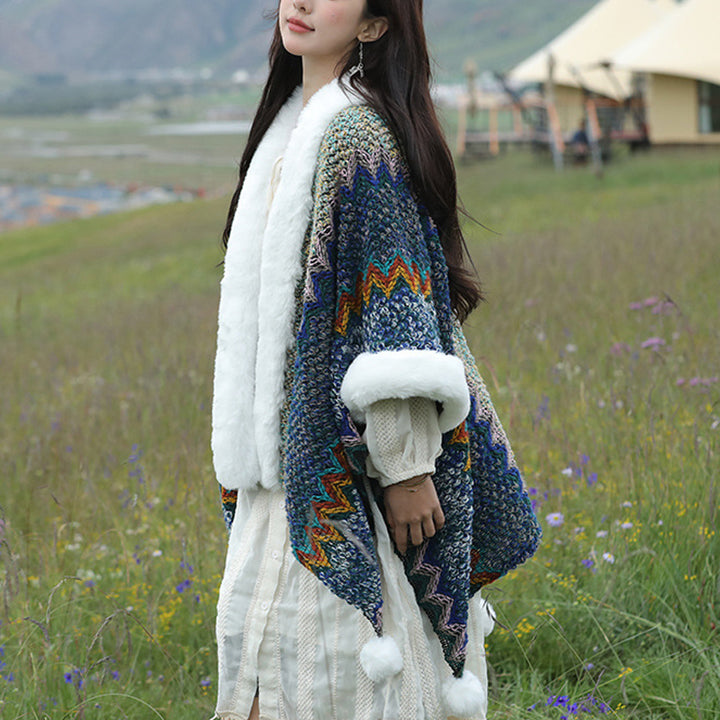 Buddha Stones multicolore con linee ondulate tibetane, cappotto invernale, sciarpa da viaggio avvolgente - image 3