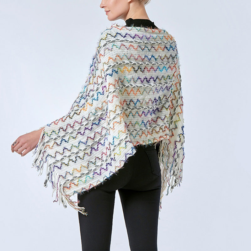 Scialle a righe colorate con Buddha Stones, nappe, pullover, sciarpa da viaggio invernale e accogliente - image 34