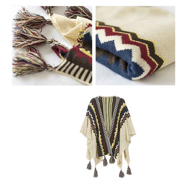 Sciarpa da viaggio calda e accogliente con nappe, scialle a righe colorate tibetano Buddha Stones