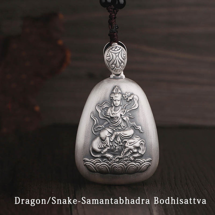 Collana Buddha Stones in argento sterling 999 con ciondolo incisa con ciondolo a forma di cuore con ciondolo a forma di Buddha con zodiaco cinese