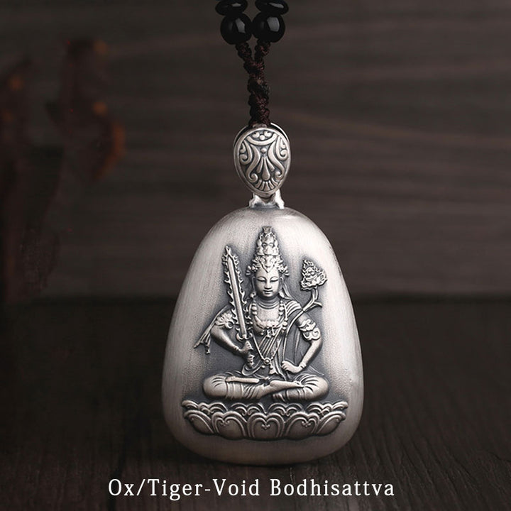 Collana Buddha Stones in argento sterling 999 con ciondolo incisa con ciondolo a forma di cuore con ciondolo a forma di Buddha con zodiaco cinese