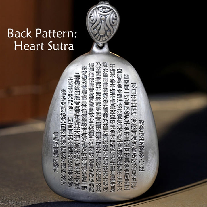 Collana Buddha Stones in argento sterling 999 con ciondolo incisa con ciondolo a forma di cuore con ciondolo a forma di Buddha con zodiaco cinese