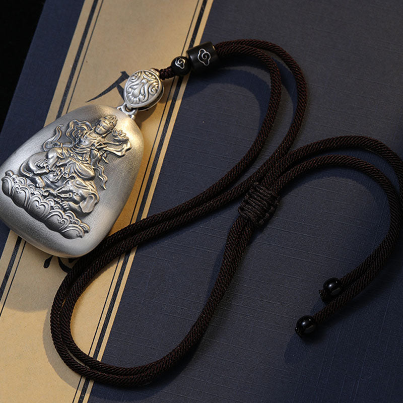 Collana Buddha Stones in argento sterling 999 con ciondolo incisa con ciondolo a forma di cuore con ciondolo a forma di Buddha con zodiaco cinese