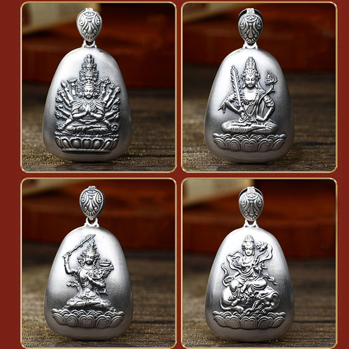 Collana Buddha Stones in argento sterling 999 con ciondolo incisa con ciondolo a forma di cuore con ciondolo a forma di Buddha con zodiaco cinese