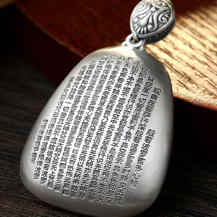 Collana Buddha Stones in argento sterling 999 con ciondolo incisa con ciondolo a forma di cuore con ciondolo a forma di Buddha con zodiaco cinese