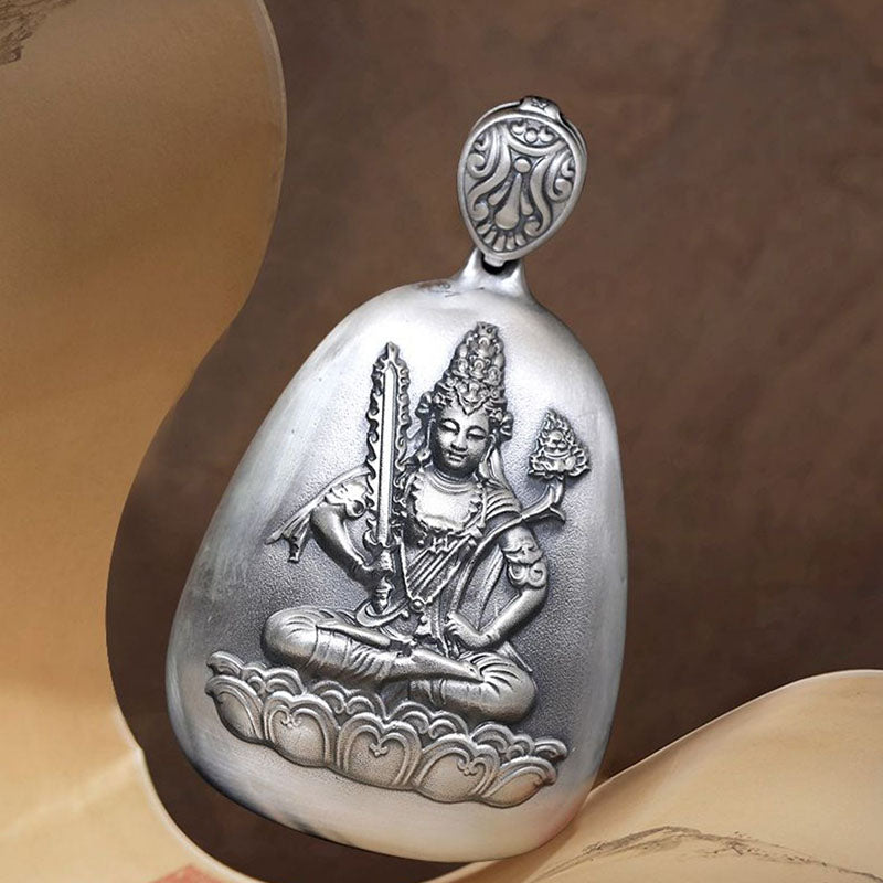 Collana Buddha Stones in argento sterling 999 con ciondolo incisa con ciondolo a forma di cuore con ciondolo a forma di Buddha con zodiaco cinese