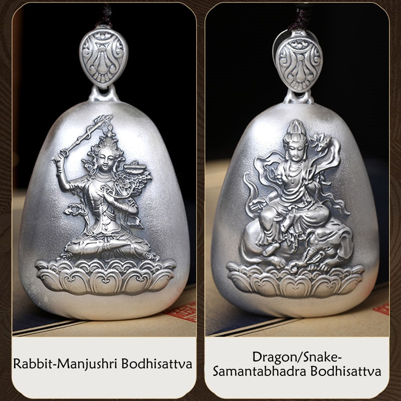 Collana Buddha Stones in argento sterling 999 con ciondolo incisa con ciondolo a forma di cuore con ciondolo a forma di Buddha con zodiaco cinese