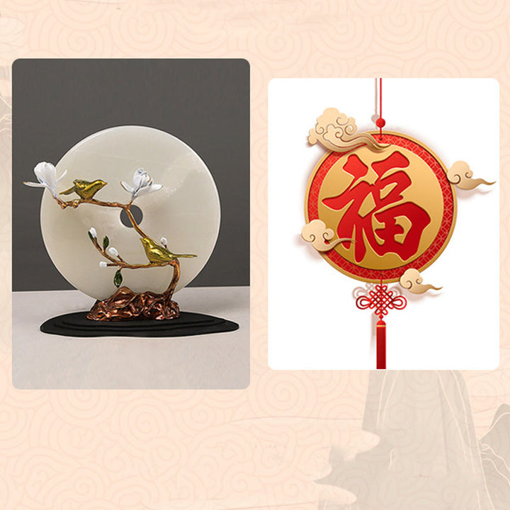 Braccialetto dell'abbondanza con ciondolo a forma di carattere Fu, fibbia della pace in argento sterling 925 con Buddha Stones e giada di Hetian - image 9