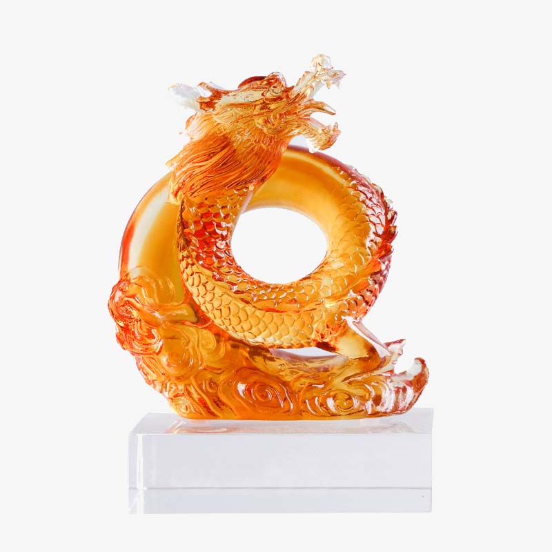 Buddha Stones Anno del Drago Fatto a mano Zodiaco cinese Drago giallo Liuli Cristallo Pezzo d'arte Protezione Decorazione dell'ufficio domestico - image 10