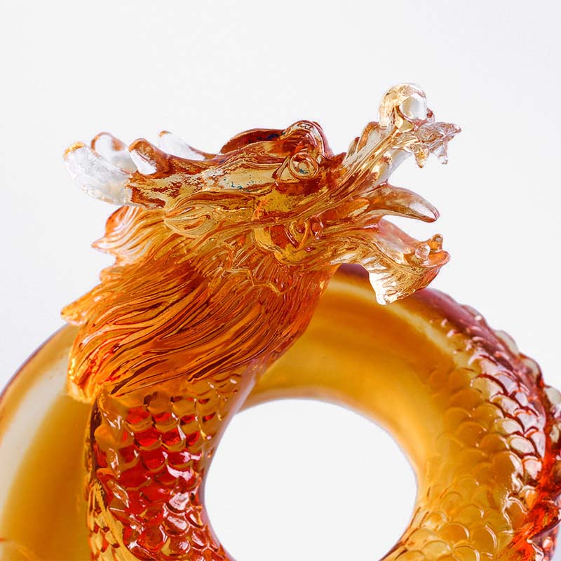 Buddha Stones Anno del Drago Fatto a mano Zodiaco cinese Drago giallo Liuli Cristallo Pezzo d'arte Protezione Decorazione dell'ufficio domestico - image 6