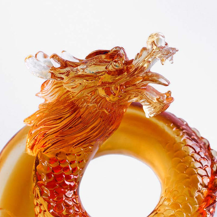 Buddha Stones Anno del Drago Fatto a mano Zodiaco cinese Drago giallo Liuli Cristallo Pezzo d'arte Protezione Decorazione dell'ufficio domestico - image 6